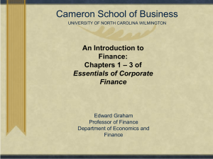Finance Intro. ppt - Cameron School of Business