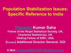 Population Stabilization Issues: Specific Reference to India