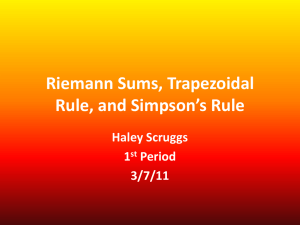 Riemann Sums, Trapezoidal Rule, and Simpson's Rule Haley