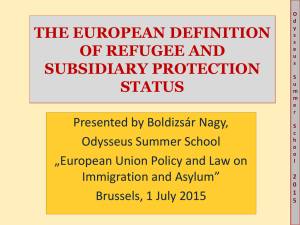 The European definition of refugee and subsidiary