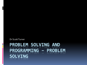 Problem Solving and Programming – Problem Solving