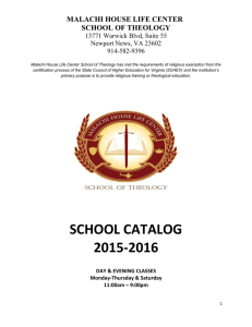 MHLC School of Theology Catalog