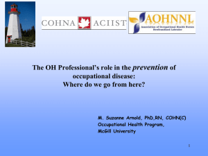 Prevention - Canadian Occupational Health Nurses Association