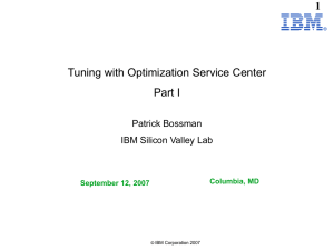 Optimization Service Center Overview part I
