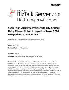 SharePoint 2010 and HIS 2010 Integration
