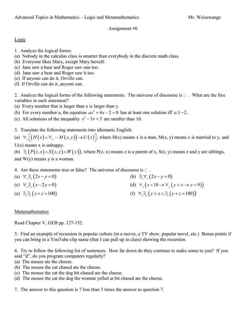 Advanced Topics In Mathematics Logic And Metamathematics Mr