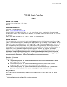 PSYX 383 – Health Psychology
