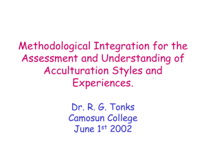 Acculturation in Psychology - Dr. R. G. Tonks