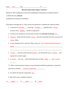 Name: _____KEY_________ Date: Pr. ______ Minerals Study