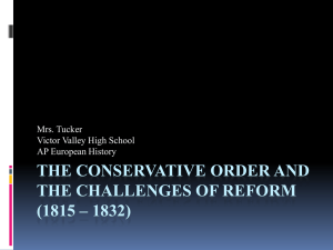 The Conservative Order and the Challenges of Reform (1815 – 1832)