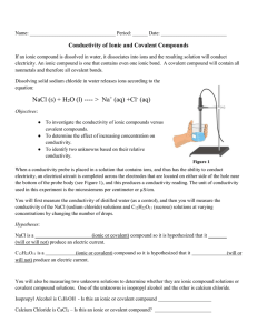 Lab - Conductivity of Ionic and Covalent Compounds