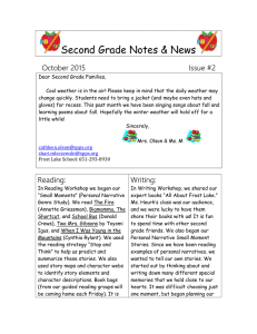 Second Grade Notes & News October 2015 Issue #2 Dear Second
