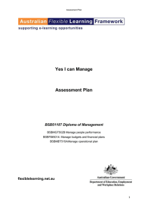 Assessment Plan- Diploma of Management