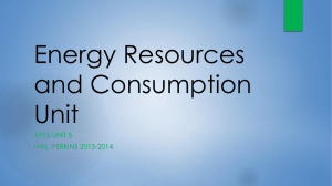 Energy Resources and Consumption Unit