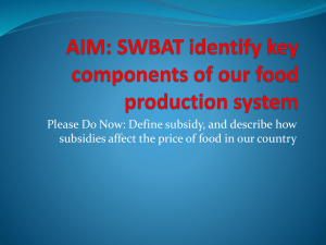 AIM: SWBAT identify key components of our food production system