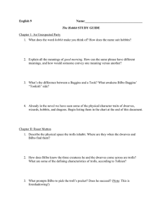 English 9 Name: The Hobbit STUDY GUIDE Chapter 1: An