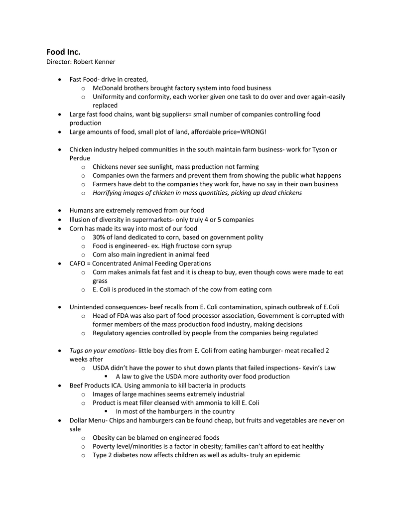 Food Inc Notes - SustainabilityProblems Intended For Food Inc Worksheet Answers