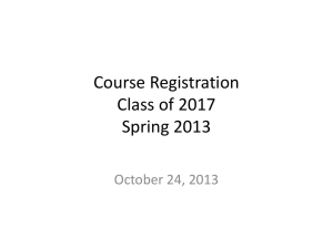 Course Registration Class of 2016 Spring 2012