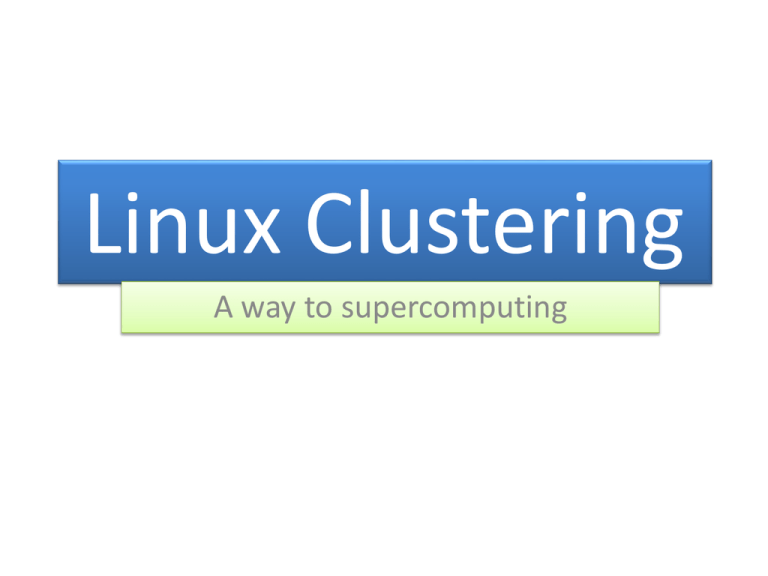 Linux Clustering At SIUC