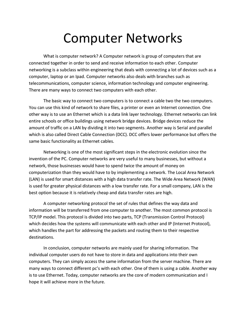 essay about networking