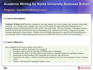 Academic Writing Level I