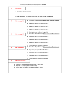 Personal Narrative Planning Sheet