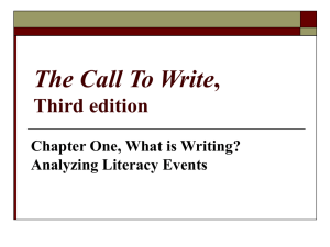 Chapter One: What is Writing? Analyzing Literacy Events