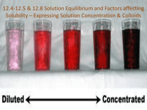 12.4-12.5 Solution Equilibrium and Factors affecting Solubility