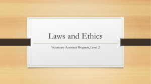 Laws and Ethics - Locust Trace Veterinary Assistant Program