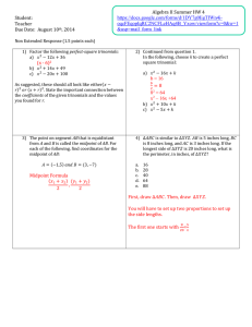 Algebra II Summer HW 4 - FORM A