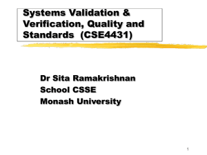 Systems Validation & Verification, Quality and Standards