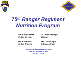 75th Ranger Regiment Nutrition Program