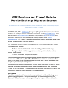 GSX Solutions and Priasoft Unite to Provide Exchange