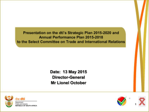 Presentation on the dti's Strategic Plan 2015