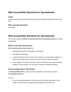 Web Accessibility Standards for Spreadsheet Documents