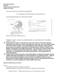 POLS 306 Public Policy Spring 14 Foreign and Defense Policy Part