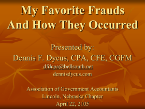 My Favorite Frauds And How They Occurred