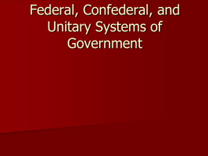 Federal, Confederal, and Unitary systems of government