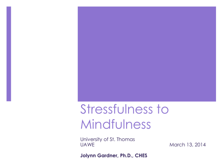 From Stressfulness To Mindfulness