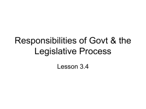 Responsibilities of Govt & the Legislative Process