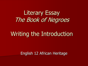 Essay Introduction - The Book of Negroes