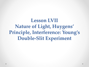 Lesson LVII Nature of Light, Huygens* Principle, Interference: Young