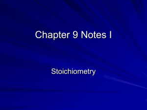 Chapter 9 Stoichiometry part I