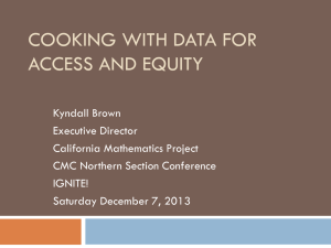 Cooking with Data for Access and Equity