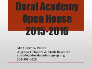 Open House 15-16 Algebra 1 - Doral Academy Preparatory