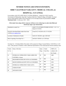 specification of tender item no 1