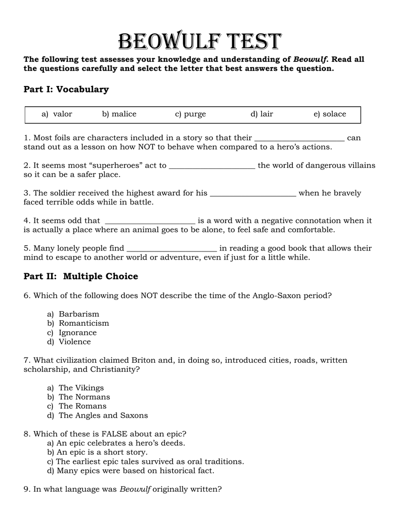 Beowulf Final Test