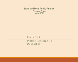 State and Local Public Finance Lecture 1: Introduction and Overview