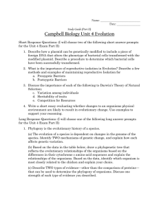 Campbell Biology Unit 4 Evolution
