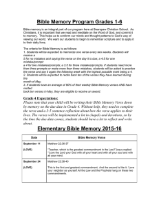 Bible Memory Verses 2015-16 (Grade 1-6)